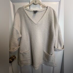 Robert Louis Cream V-Neck Oversized Sweater